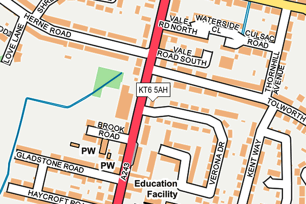 KT6 5AH map - OS OpenMap – Local (Ordnance Survey)