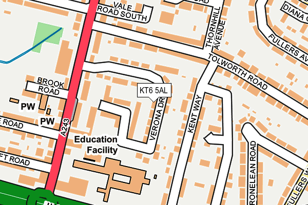 KT6 5AL map - OS OpenMap – Local (Ordnance Survey)
