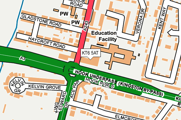 KT6 5AT map - OS OpenMap – Local (Ordnance Survey)