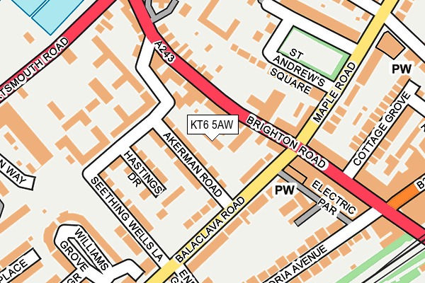 KT6 5AW map - OS OpenMap – Local (Ordnance Survey)
