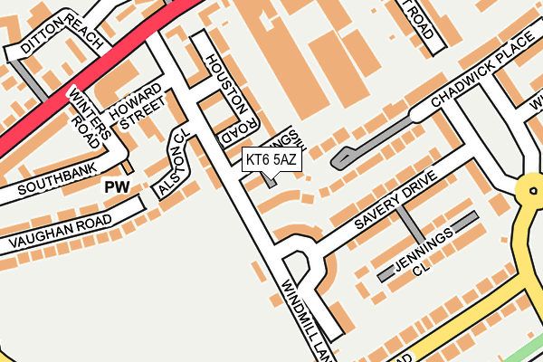 KT6 5AZ map - OS OpenMap – Local (Ordnance Survey)