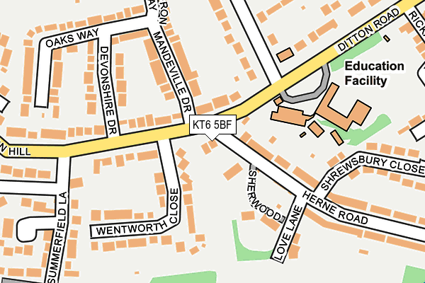 KT6 5BF map - OS OpenMap – Local (Ordnance Survey)
