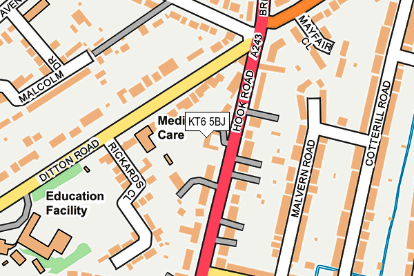 KT6 5BJ map - OS OpenMap – Local (Ordnance Survey)