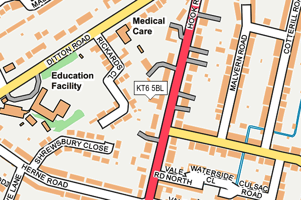 KT6 5BL map - OS OpenMap – Local (Ordnance Survey)