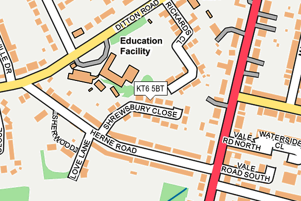 KT6 5BT map - OS OpenMap – Local (Ordnance Survey)