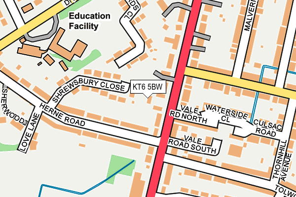 KT6 5BW map - OS OpenMap – Local (Ordnance Survey)