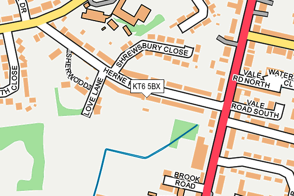 KT6 5BX map - OS OpenMap – Local (Ordnance Survey)