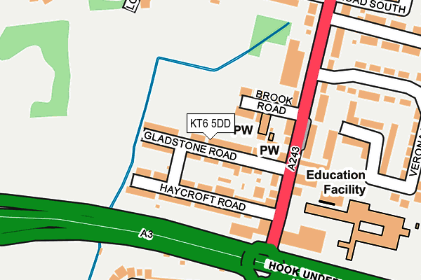 KT6 5DD map - OS OpenMap – Local (Ordnance Survey)