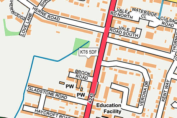 KT6 5DF map - OS OpenMap – Local (Ordnance Survey)