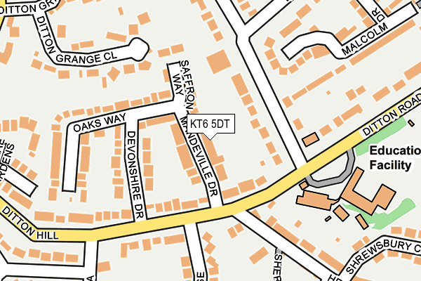 KT6 5DT map - OS OpenMap – Local (Ordnance Survey)