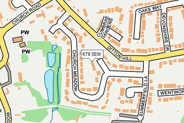 KT6 5EW map - OS OpenMap – Local (Ordnance Survey)