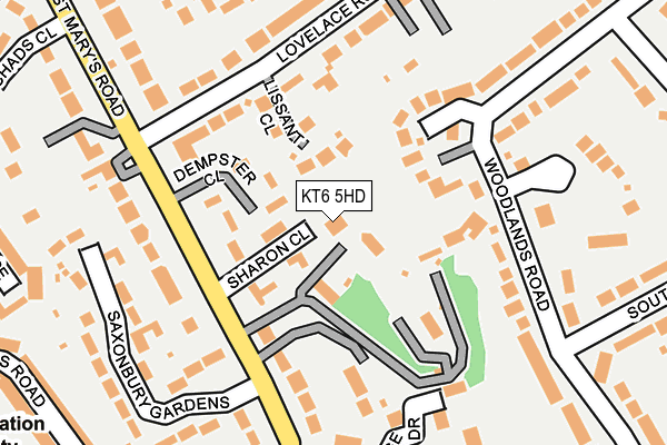 KT6 5HD map - OS OpenMap – Local (Ordnance Survey)