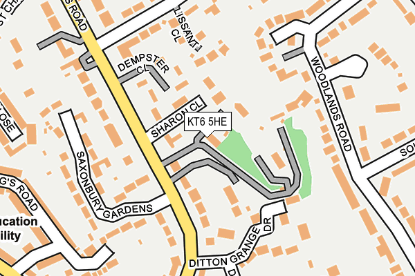 KT6 5HE map - OS OpenMap – Local (Ordnance Survey)