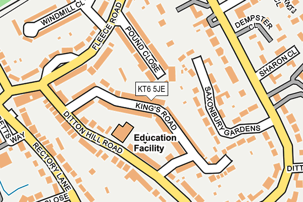 KT6 5JE map - OS OpenMap – Local (Ordnance Survey)