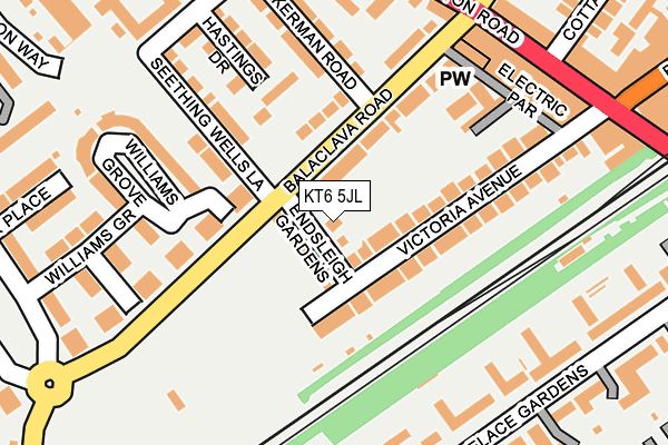 KT6 5JL map - OS OpenMap – Local (Ordnance Survey)