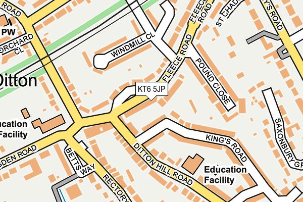 KT6 5JP map - OS OpenMap – Local (Ordnance Survey)