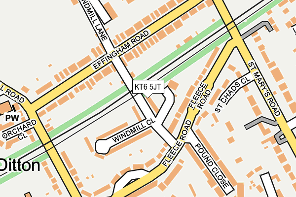 KT6 5JT map - OS OpenMap – Local (Ordnance Survey)