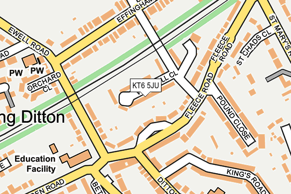 KT6 5JU map - OS OpenMap – Local (Ordnance Survey)