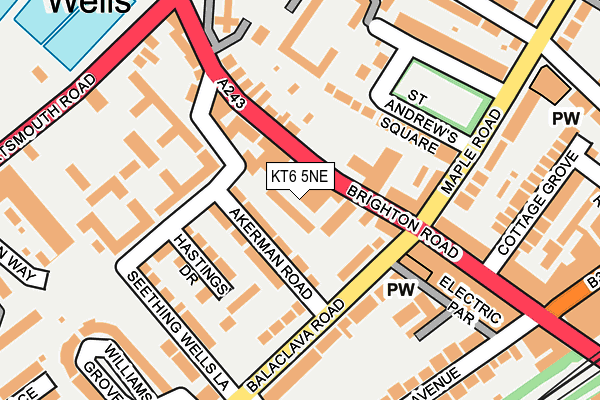 KT6 5NE map - OS OpenMap – Local (Ordnance Survey)