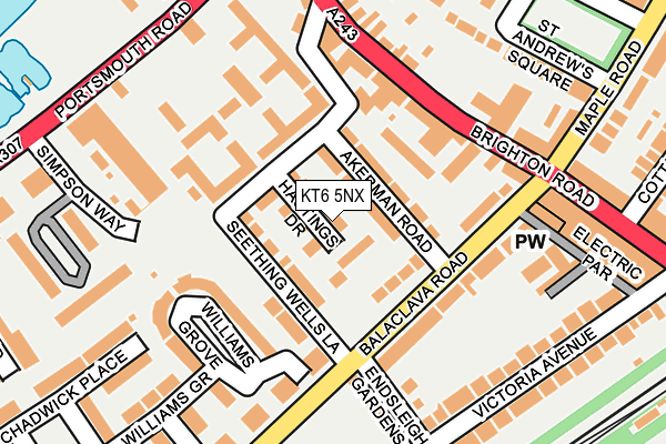 KT6 5NX map - OS OpenMap – Local (Ordnance Survey)