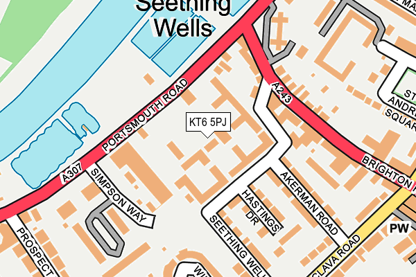 KT6 5PJ map - OS OpenMap – Local (Ordnance Survey)