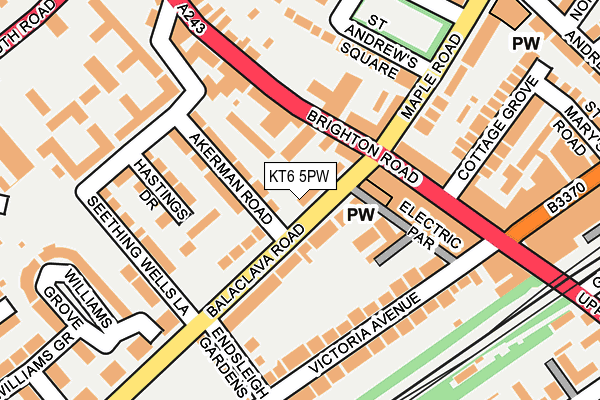 KT6 5PW map - OS OpenMap – Local (Ordnance Survey)