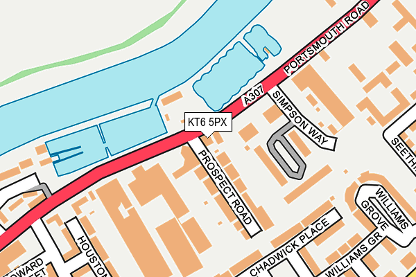 KT6 5PX map - OS OpenMap – Local (Ordnance Survey)