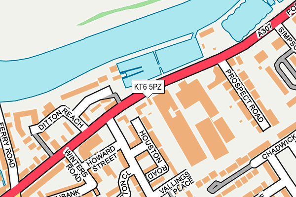 KT6 5PZ map - OS OpenMap – Local (Ordnance Survey)