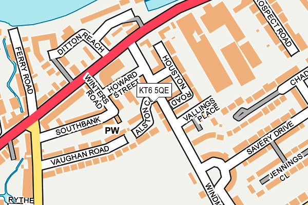 KT6 5QE map - OS OpenMap – Local (Ordnance Survey)