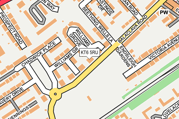 KT6 5RU map - OS OpenMap – Local (Ordnance Survey)