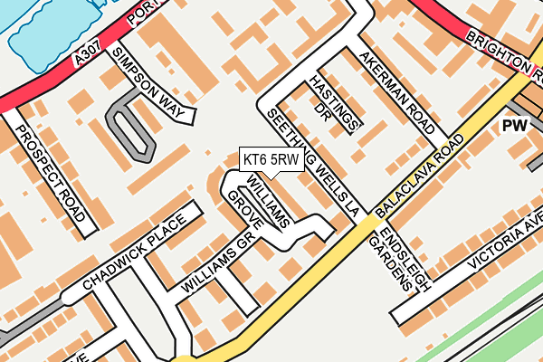 KT6 5RW map - OS OpenMap – Local (Ordnance Survey)
