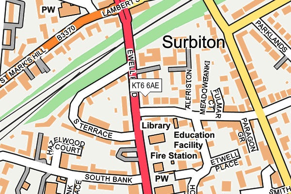 KT6 6AE map - OS OpenMap – Local (Ordnance Survey)