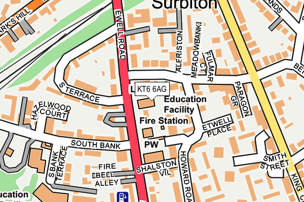 KT6 6AG map - OS OpenMap – Local (Ordnance Survey)