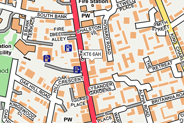 KT6 6AH map - OS OpenMap – Local (Ordnance Survey)