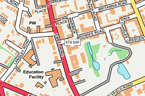 KT6 6AP map - OS OpenMap – Local (Ordnance Survey)