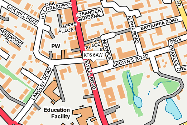 KT6 6AW map - OS OpenMap – Local (Ordnance Survey)