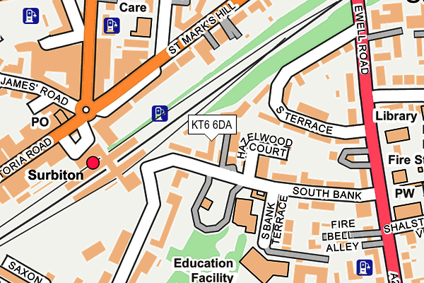 KT6 6DA map - OS OpenMap – Local (Ordnance Survey)