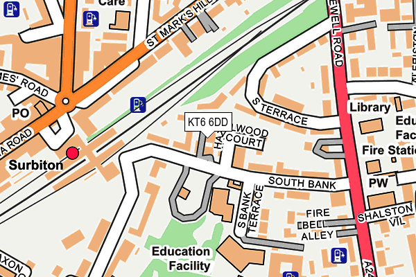 KT6 6DD map - OS OpenMap – Local (Ordnance Survey)