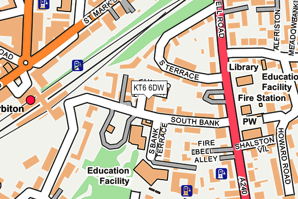 KT6 6DW map - OS OpenMap – Local (Ordnance Survey)