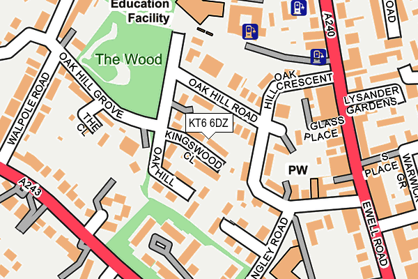 KT6 6DZ map - OS OpenMap – Local (Ordnance Survey)