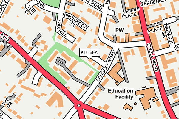 KT6 6EA map - OS OpenMap – Local (Ordnance Survey)