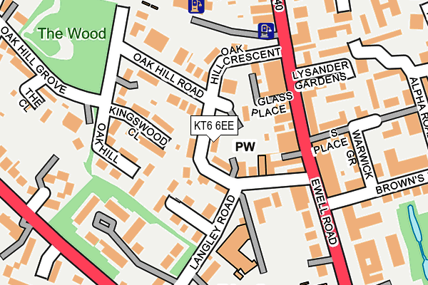 KT6 6EE map - OS OpenMap – Local (Ordnance Survey)