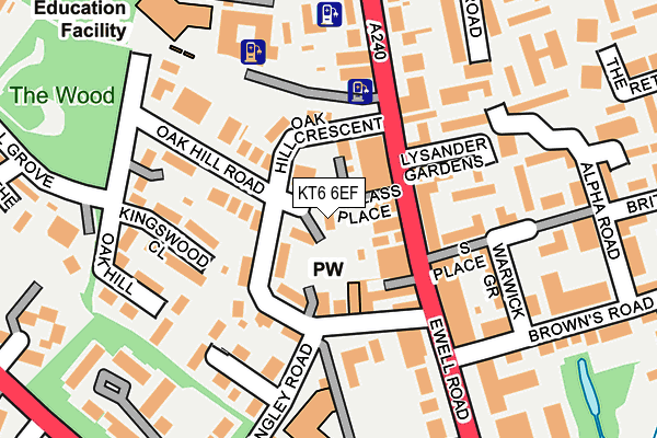 KT6 6EF map - OS OpenMap – Local (Ordnance Survey)