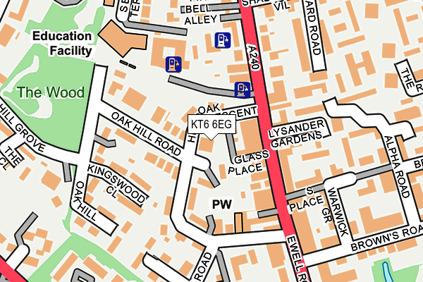 KT6 6EG map - OS OpenMap – Local (Ordnance Survey)