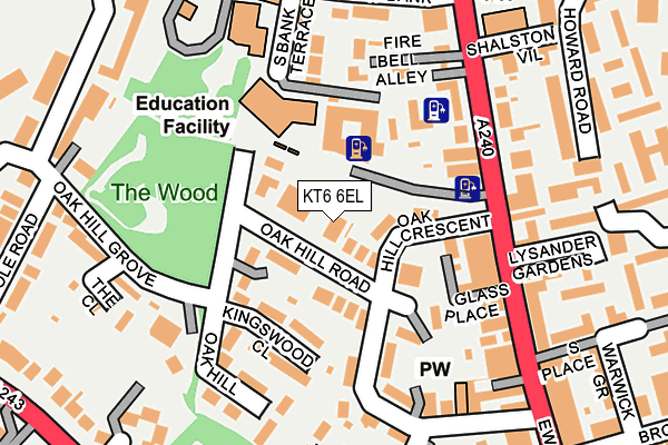 KT6 6EL map - OS OpenMap – Local (Ordnance Survey)