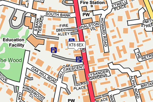 KT6 6EX map - OS OpenMap – Local (Ordnance Survey)