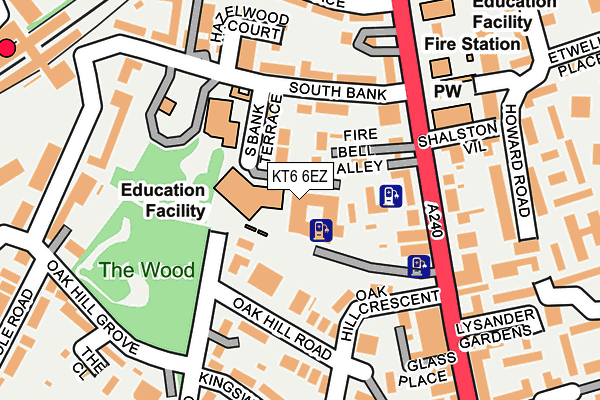 KT6 6EZ map - OS OpenMap – Local (Ordnance Survey)