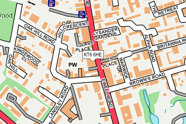 KT6 6HE map - OS OpenMap – Local (Ordnance Survey)