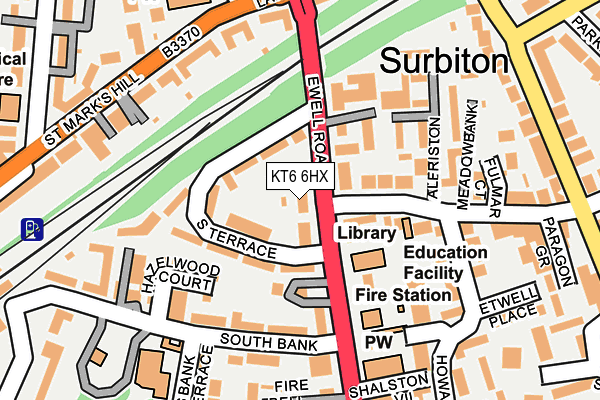 KT6 6HX map - OS OpenMap – Local (Ordnance Survey)