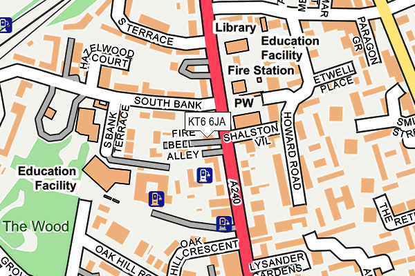 KT6 6JA map - OS OpenMap – Local (Ordnance Survey)